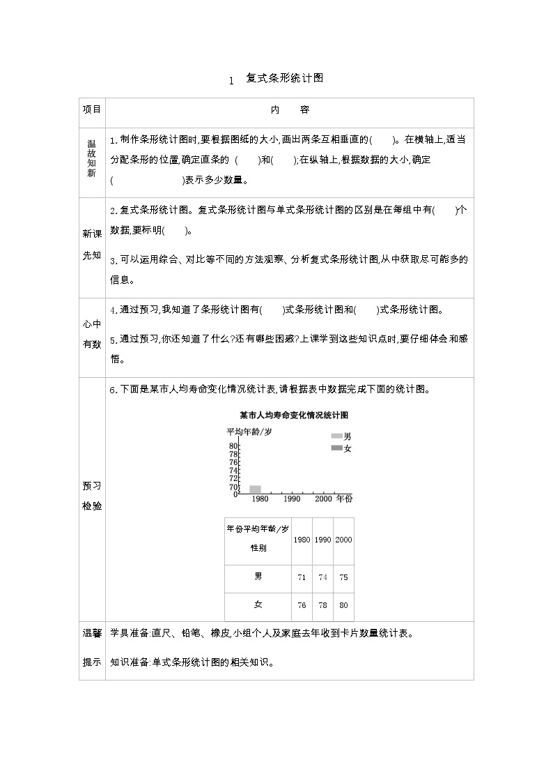 8.1《复式条形统计图》学案（含答案）北师大版 五年级数学下册01