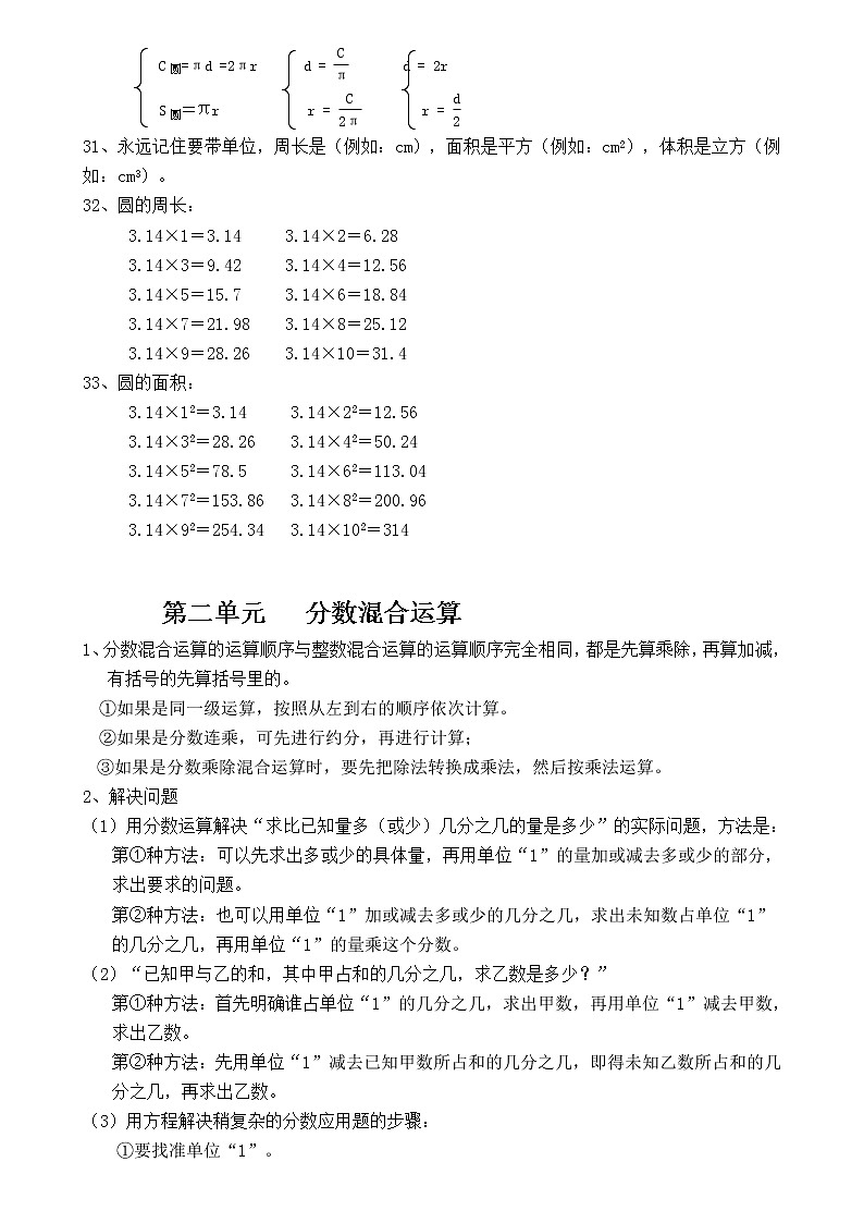 北师大版数学六年级上册知识点归纳03