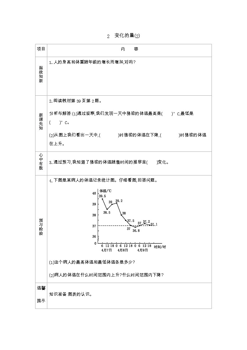 4.2《变化的量（2）》学案（含答案）北师大版 六年级数学下册01