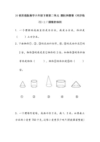 小学数学苏教版六年级下册二 圆柱和圆锥测试题