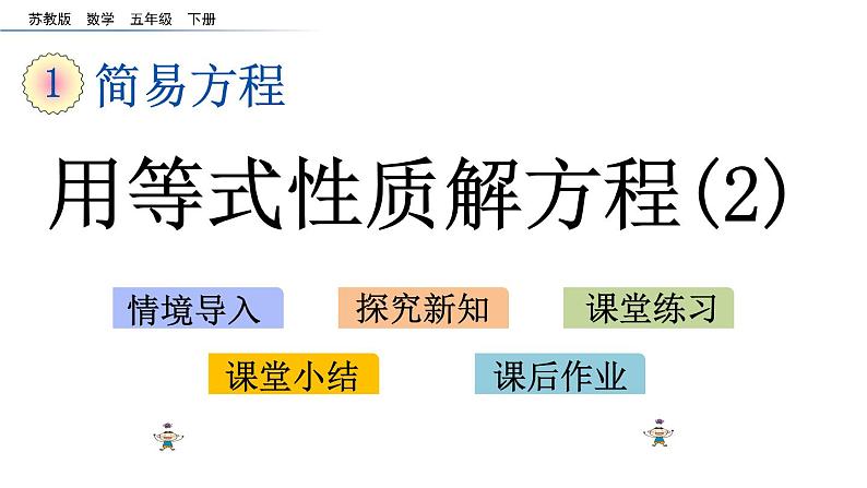 2021春苏教版数学五年级下册第一单元 简易方程（课件）1.3 用等式性质解方程（2）01