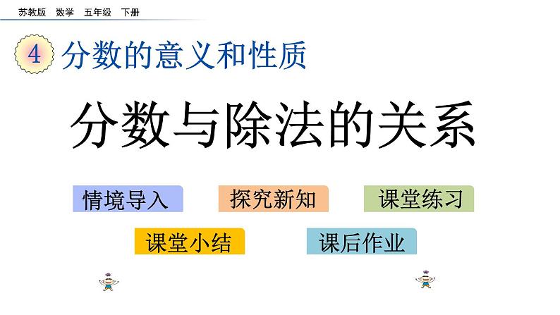 2021春苏教版数学五年级下册第四单元 分数的意义和性质（课件）4.2 分数与除法的关系01