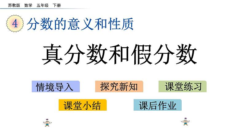 2021春苏教版数学五年级下册第四单元 分数的意义和性质（课件）4.5 真分数和假分数01