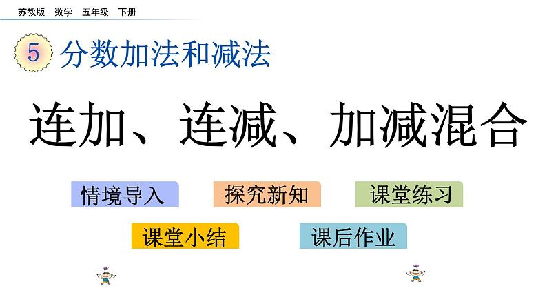 2021春苏教版数学五年级下册第五单元 分数加法和减法（课件）5.2 连加、连减、加减混合01