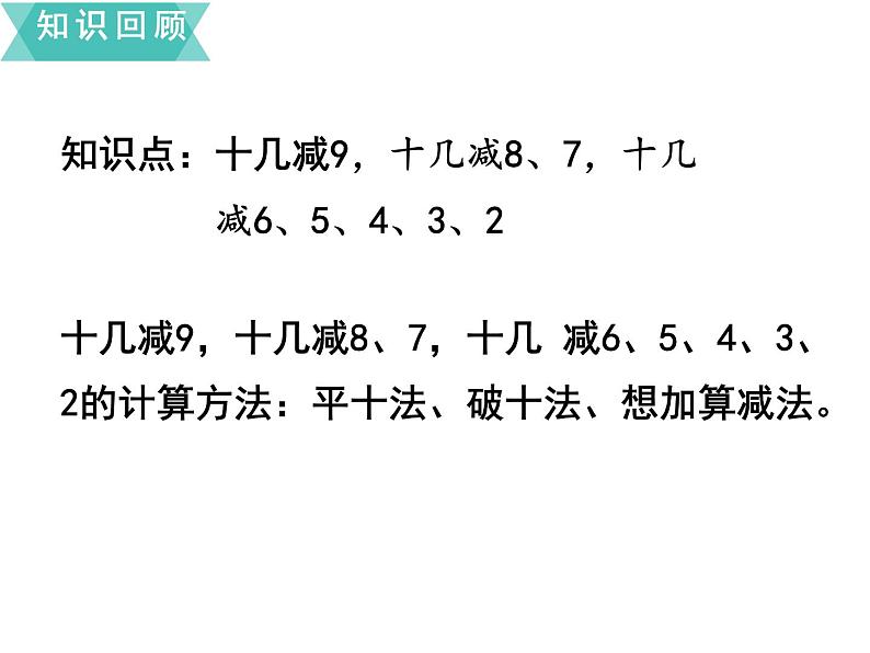 苏教版一年级下册数学课件1.20以内的退位减法7复习(共17张PPT)02