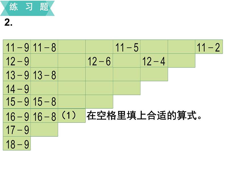 苏教版一年级下册数学课件1.20以内的退位减法7复习(共17张PPT)04