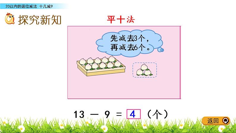 一年级下册数学课件1.20以内的退位减法1 十几减9 苏教版（2014秋）(共13张PPT)03