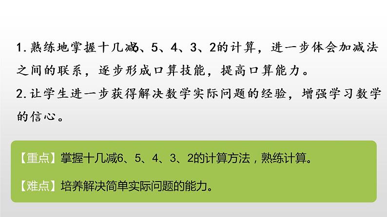 一年级下册数学课件1.20以内的退位减法6.练习三苏教版（2014秋） (共22张PPT)02