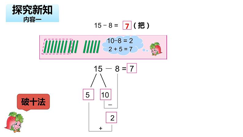 一年级下册数学课件1.20以内的退位减法2十几减8、7（PPT27页） 苏教版06