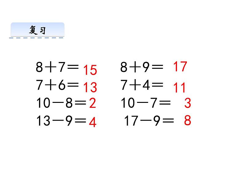 一年级下册数学课件1.20以内的退位减法3十和减8、7   苏教版（2014秋） (共16张PPT)02