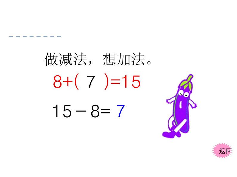 一年级下册数学课件1.20以内的退位减法3十和减8、7   苏教版（2014秋） (共16张PPT)07