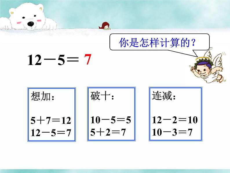 一年级下册数学课件1.20以内的退位减法5 十几减6、5、4、3、2苏教版 (共23张PPT)04