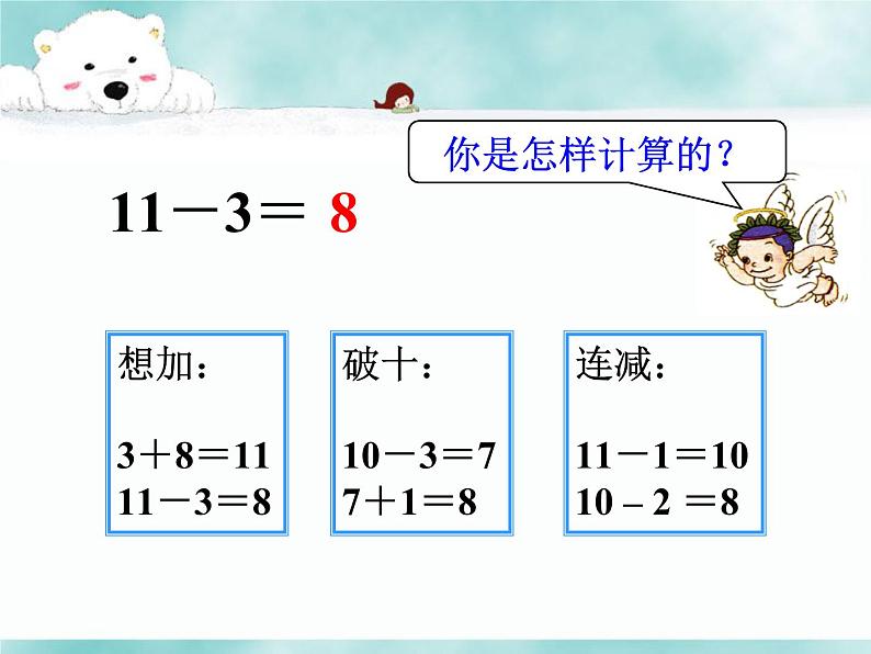 一年级下册数学课件1.20以内的退位减法5 十几减6、5、4、3、2苏教版 (共23张PPT)08