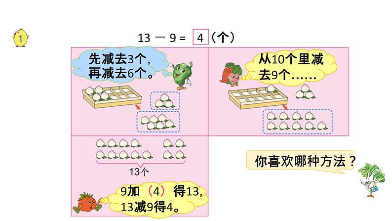 一年级下册数学课件1.20以内的退位减法  苏教版（2014秋）  (共72张PPT)07