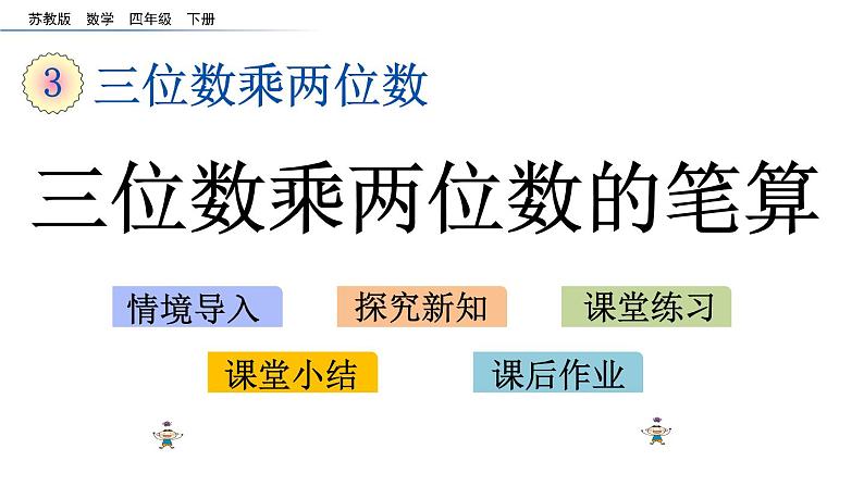 2021春苏教版数学四年级下册第三单元 三位数乘两位数（课件）3.1 三位数乘两位数的笔算01