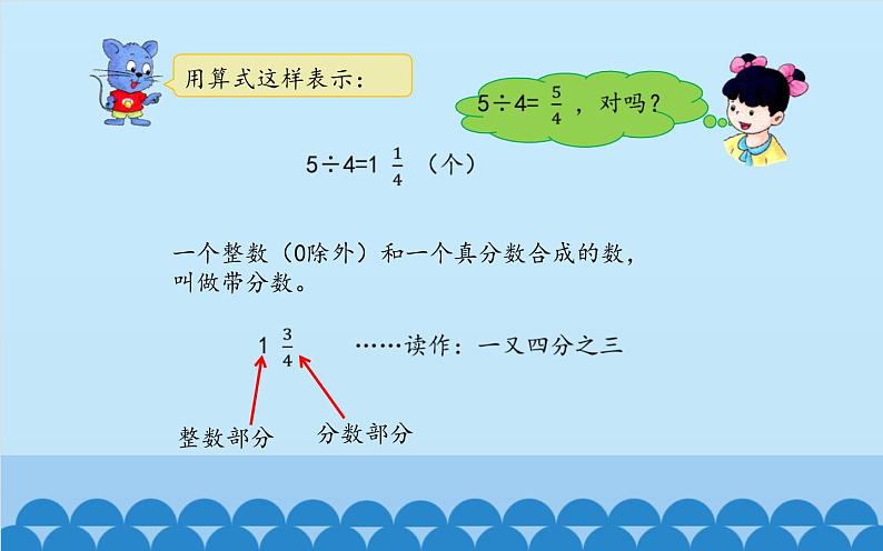 小学 数学  冀教版 五年级下册  二、异分母分数加减法 真分数和假分数课件第6页