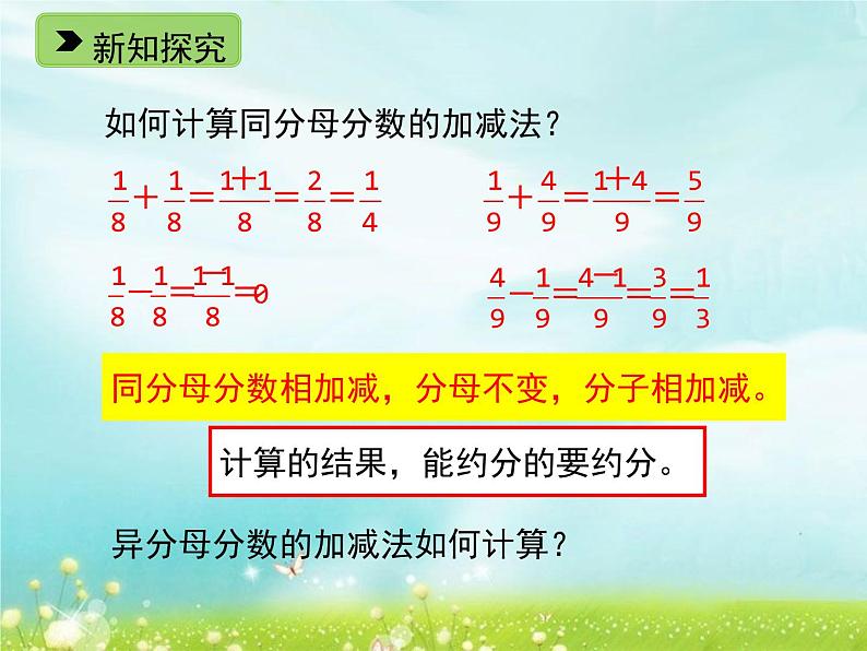 五年级下册数学课件-2.9 分数加减法(共16张PPT)课件08