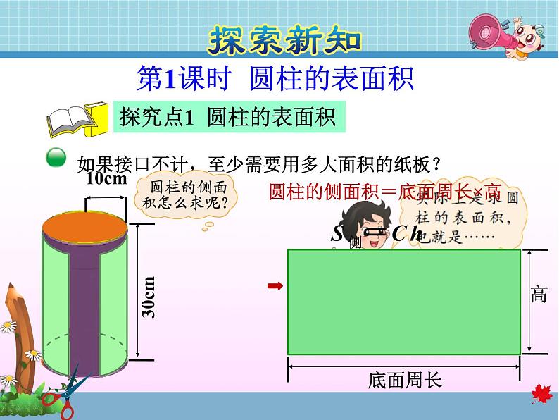 北师大版六年级数学下册 1.2  圆柱的表面积课件第3页