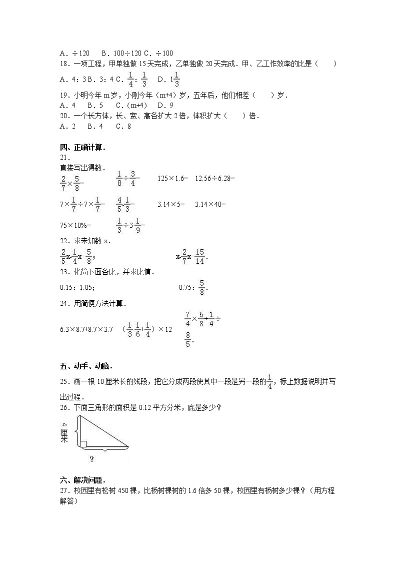通用版数学六年级下册苏教版数学六年级下学期期末测试卷6第2页