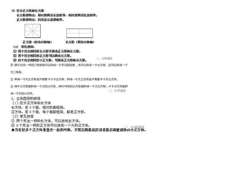 人教版一年级数学下册知识点复习02