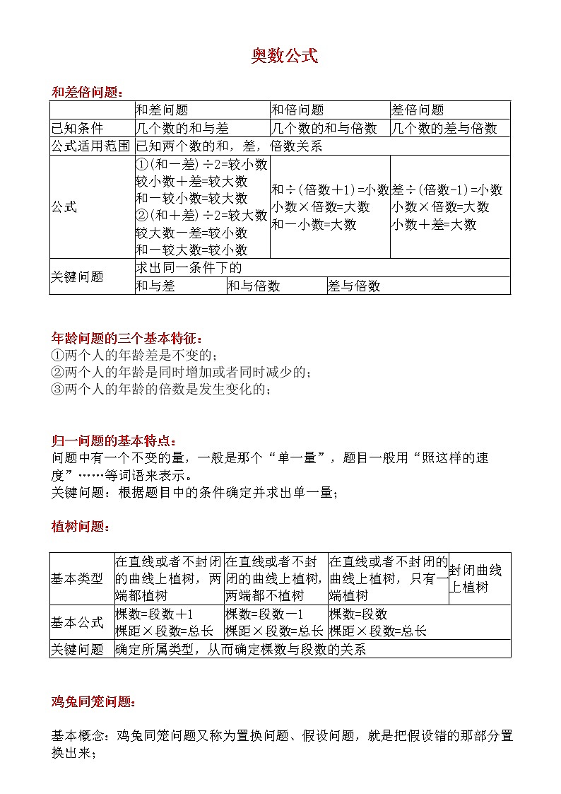 小学奥数公式汇总01