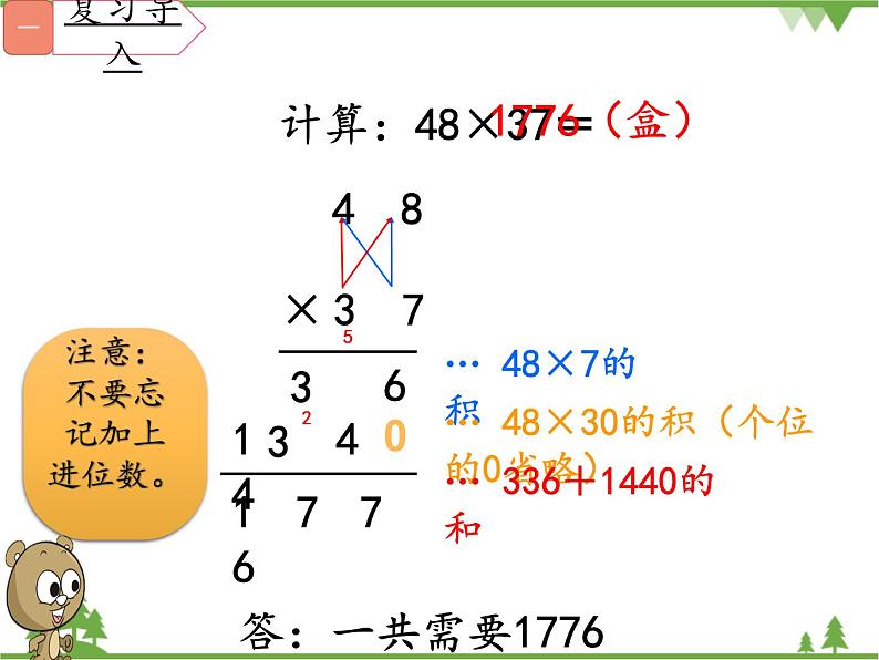 小学 数学 人教版 三年级下册 人教版 三年级下册数学 两位数乘两位数（进位）笔算乘法课件第8页