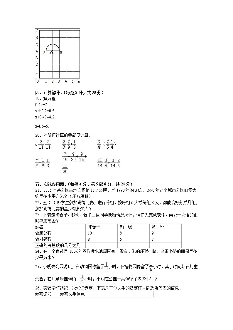 苏教版数学五年级下学期期末测试卷1703
