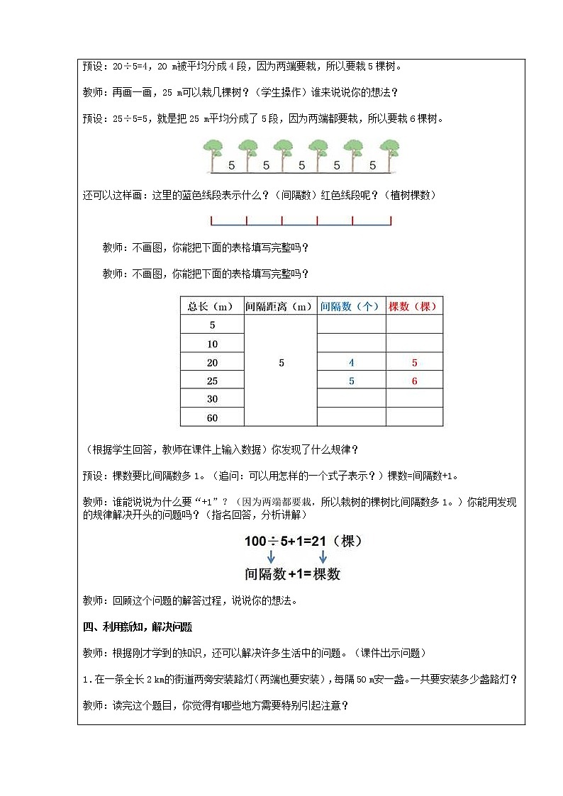 小学 数学 人教版 五年级上册  7 数学广角——植树问题教案02