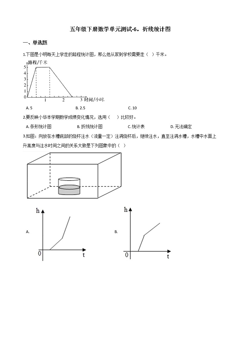 五年级下册数学单元测试-6.折线统计图 西师大版（含答案）01