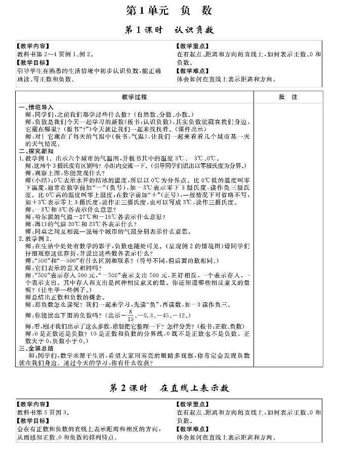 新人教版六年级数学下册教学设计全册教案PDF版01