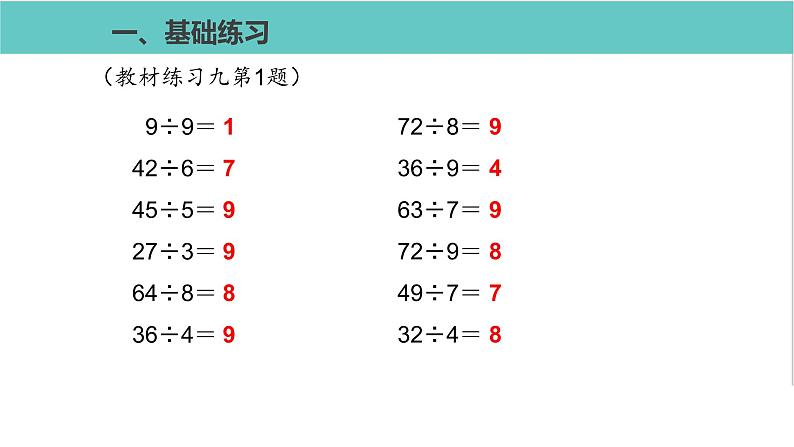 人教版二年级数学下册第4单元表内除法二练习课优质教学课件第2页