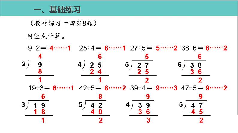 人教版二年级数学下册第6单元余数的除法练习课优质教学课件第2页