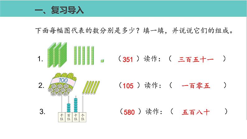 人教版二年级数学下册第7单元万以内数的认识  1000以内数的认识第3课优质教学课件02