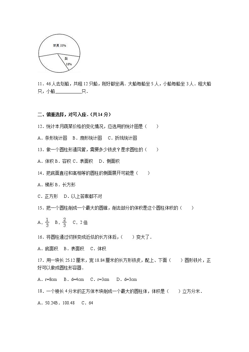 苏教版数学六年级下学期期末测试卷8（含答案）02