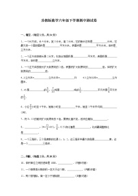 苏教版数学六年级下学期期中测试卷3（含答案解析）