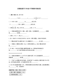 苏教版数学六年级下学期期中测试卷13（含答案解析）