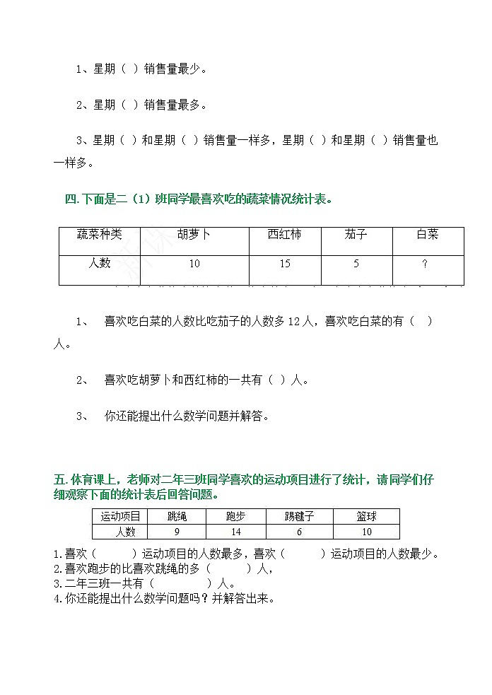 人教版二年级数学下册第一单元知识点+习题02