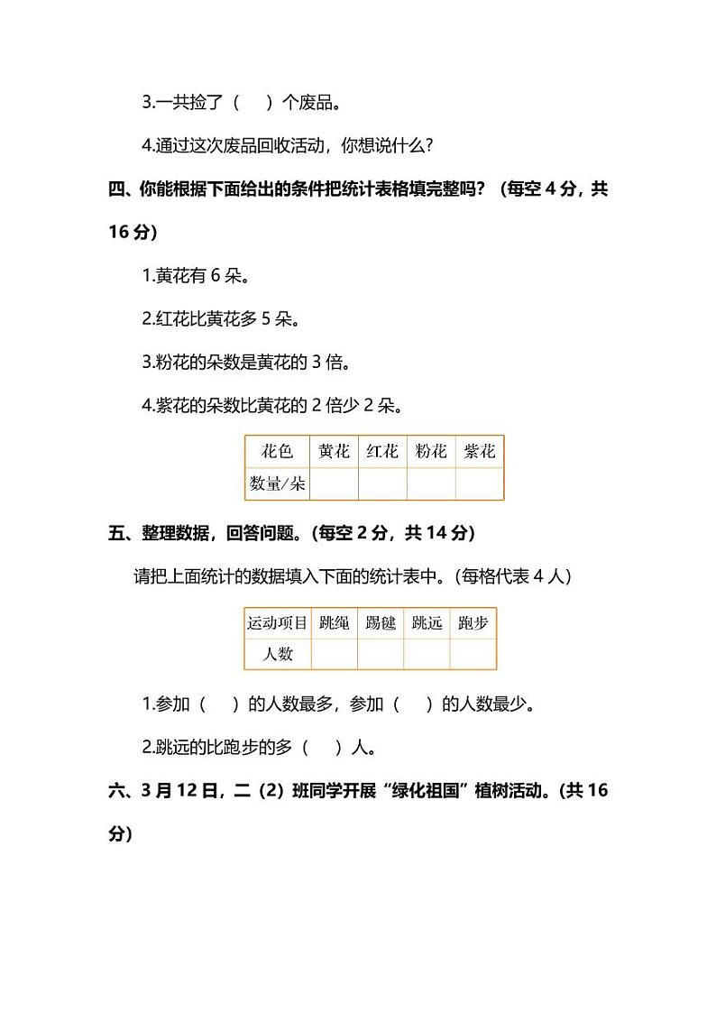 人教版二年级数学下册第一单元预习测试卷（附答案）03
