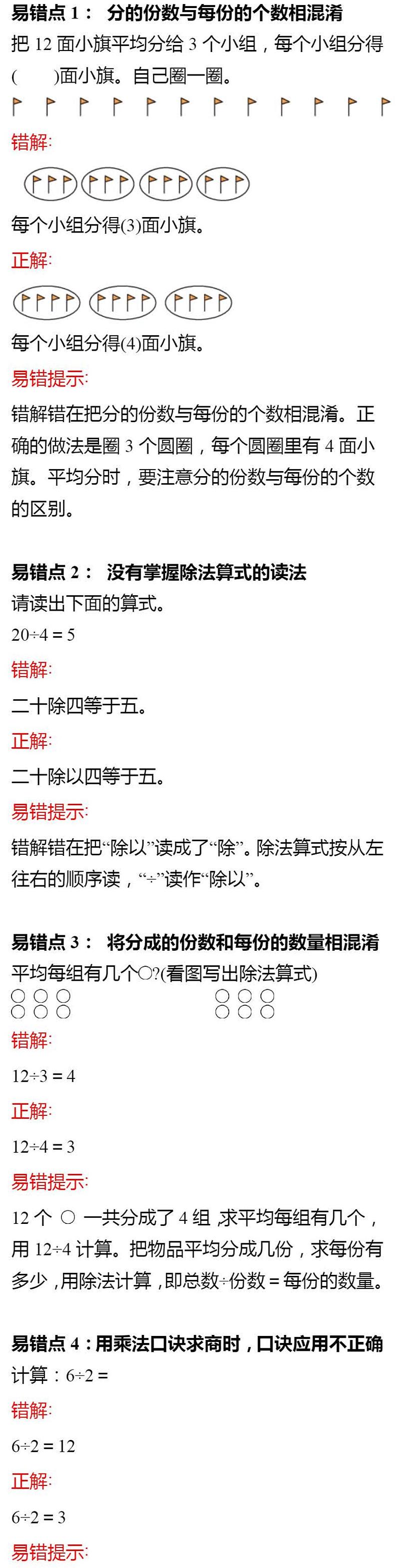 人教版数学二级下册第二单元易错点提醒＋解决方法 试卷01