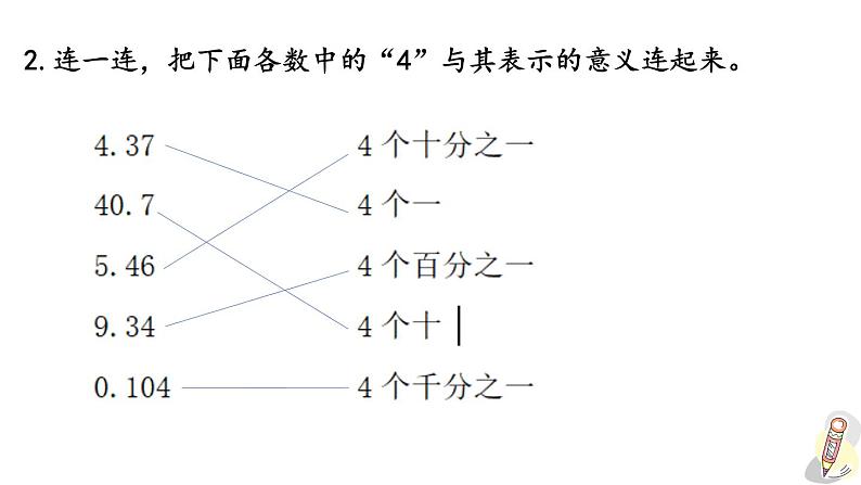 人教版数学四年级下册第四单元第3课时小数的读法和写法练习课06