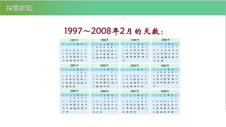 人教版数学三年级下册6.2平年和闰年优质教学PPT课件07