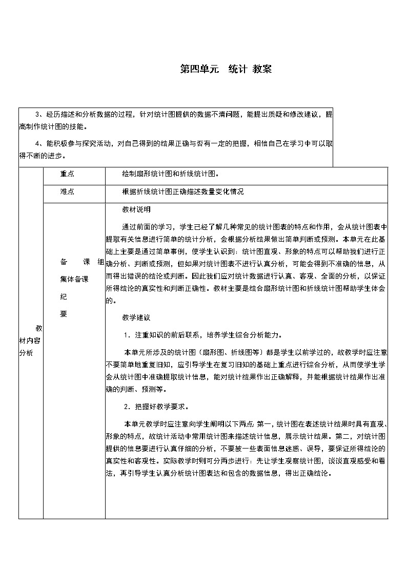 人教版数学六年级下册：统计 扇形统计图 教案01