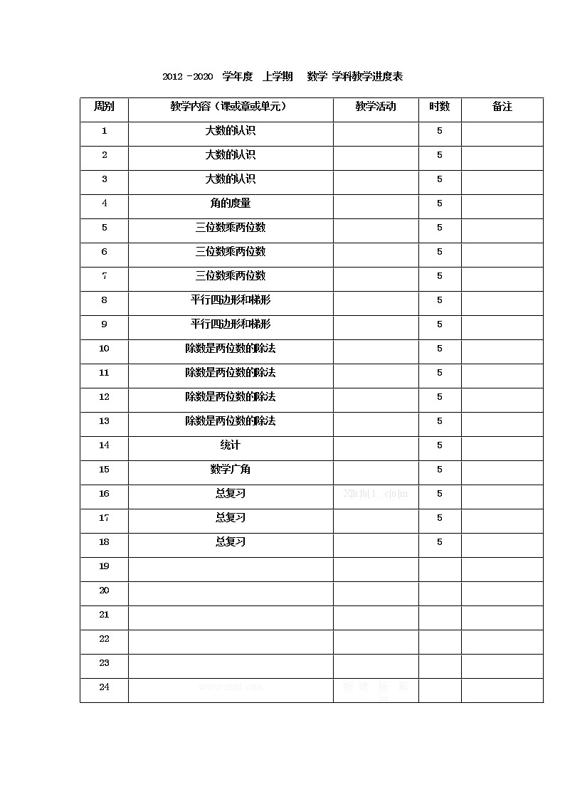 最新人教版小学四年级上册数学全册教学设计02