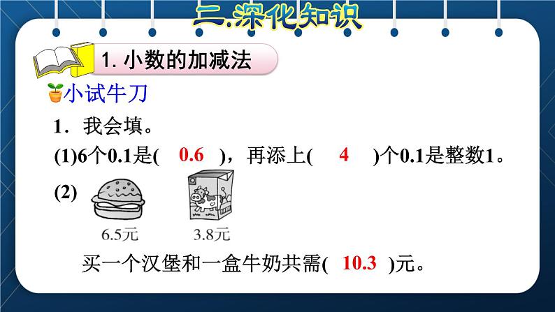 人教版四年级数学下册 第10单元 总复习 专题一：数与代数（四）小数加减法08