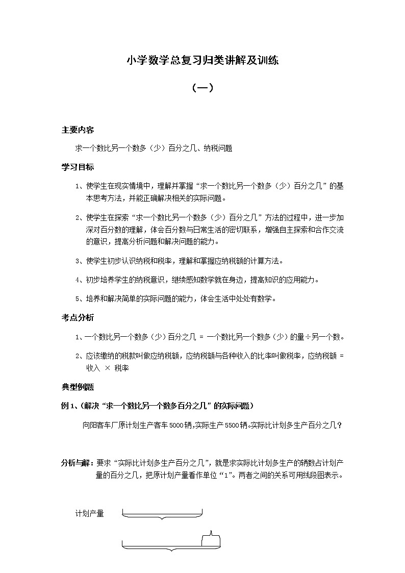 小学六年级数学下册毕业总复习归类讲解一及模拟训练附答案第1页