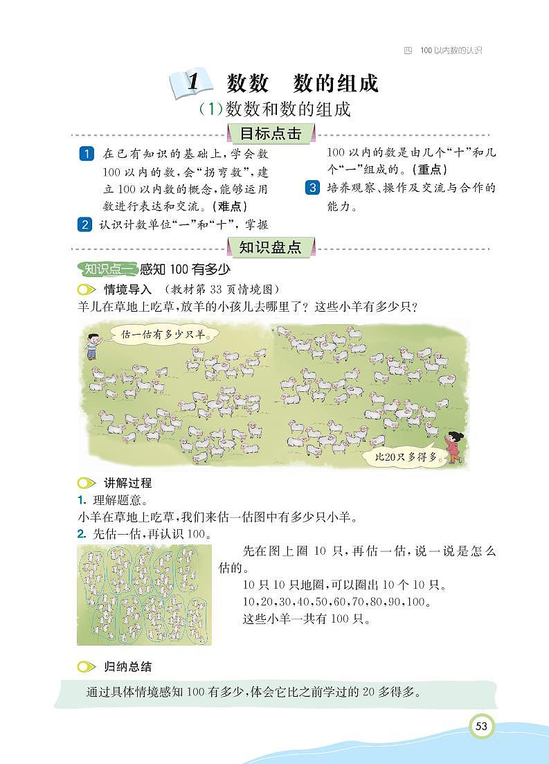 一年级下册数学 第4单元 100以内数的认识 知识详解 （PDF无答案）人教版 试卷02