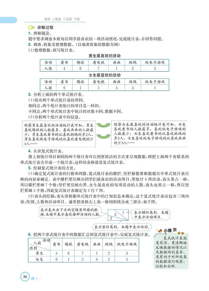 人教版数学三年级下册 第3单元 统计 知识详解 教案03