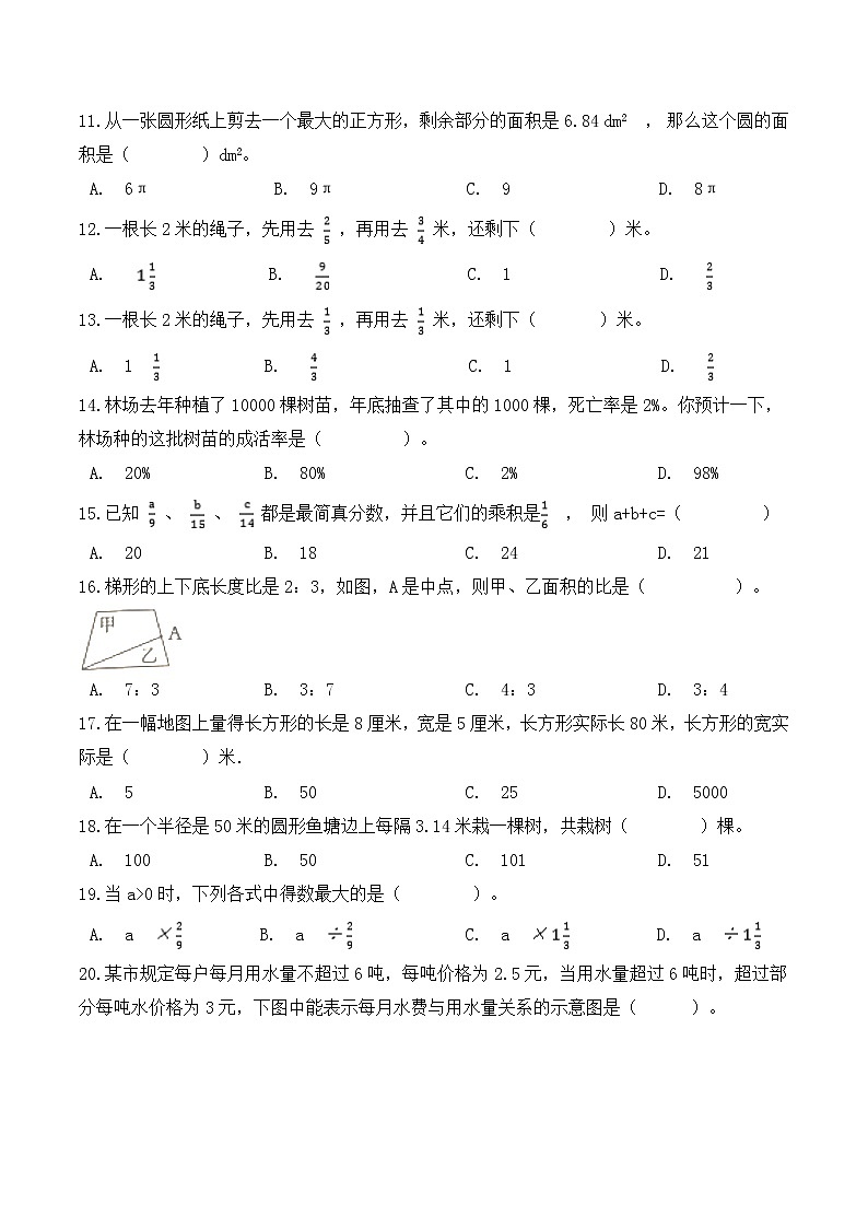 【金牌名师·冲刺满分】2020—2021学年六年级上册数学期末测评融会贯通卷 人教版（ 含答案）02
