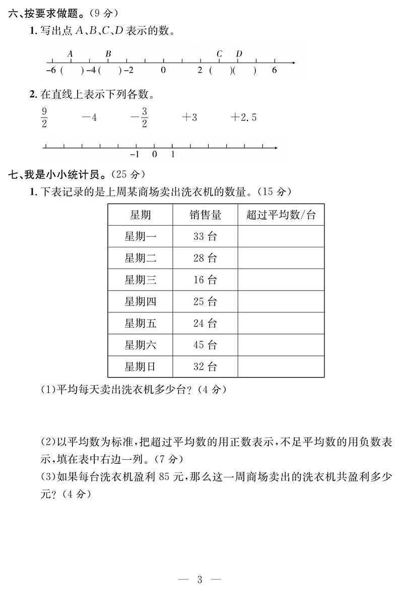 试卷（单元+月考+期中+期末） 6年级数学下册（人教版）03