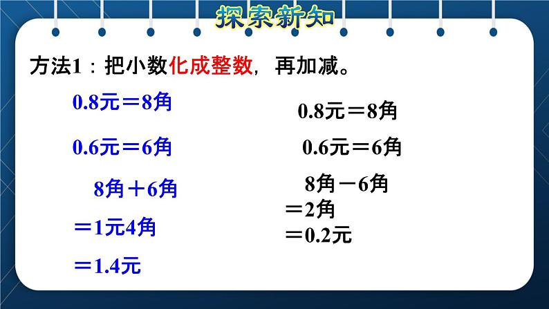 人教三年级数学下册 第7单元  小数的初步认识 第3课时  简单的小数加、减法授课课件04